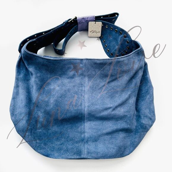 FREE PEOPLE Sage Suede Bucket Bag In Slate NWT - Picture 5 of 9